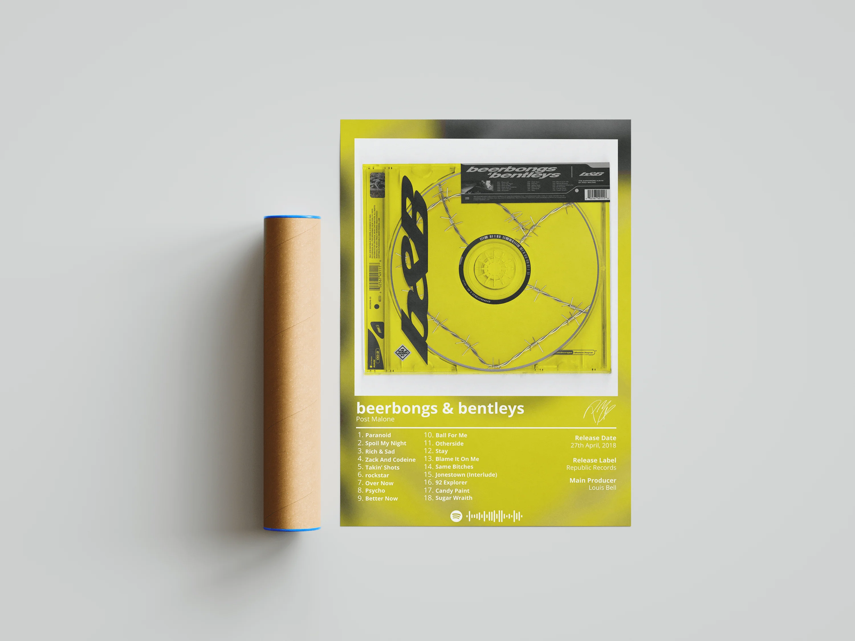 Post Malone 'Beerbongs & Bentleys' Album Poster - Image 5